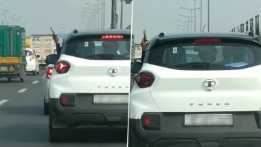 Uttar Pradesh: Man Caught on Camera Brandishing Gun From Inside of His Car on Busy Road, Ghaziabad Police Responds After Video Surfaces