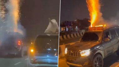 Gurugram: Miscreants Seen Bursting Firecrackers on Moving Car's Roof, Video of Dangerous Stunt Goes Viral
