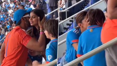 Deepika Padukone and Ranveer Singh Adorably Kiss Shah Rukh Khan’s Kids Suhana Khan-AbRam on Their Cheeks During ICC Cricket World Cup 2023 Final Match (Watch Video)
