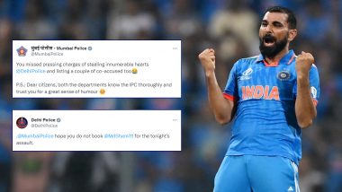 Mumbai and Delhi Police Engage in Fun Banter on X Over Mohammed Shami's Heroics at India vs New Zealand ICC Cricket World Cup 2023 Semi Final Match