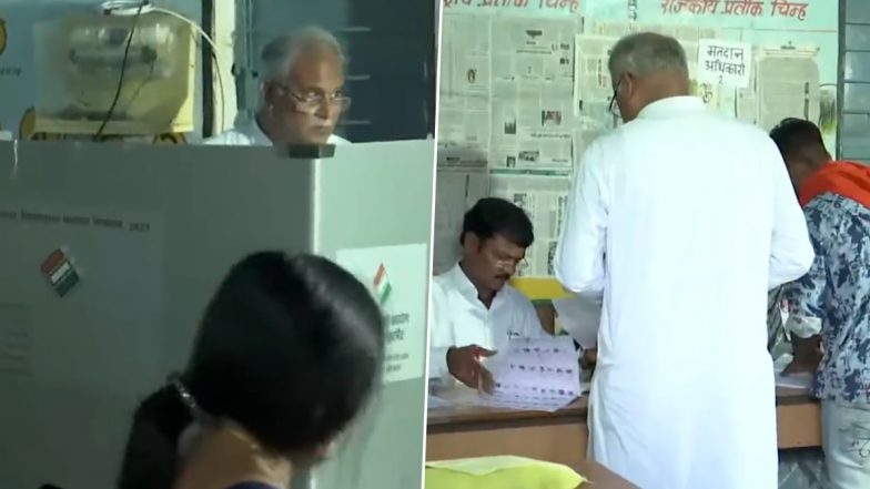 Chhattisgarh Assembly Elections 2023: CM Bhupesh Baghel Casts Vote in Durg, Says ‘Our Target Is To Cross 75 Seats’ (Watch Videos)