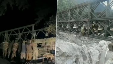 Indian Army, BRO Successfully Build Bailey Bridge Over Teesta River That Was Washed Away in Sikkim Flash Floods (See Pics and Videos)
