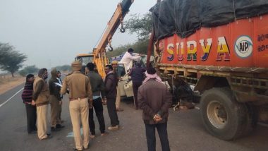 Rajasthan Road Accident: Six Cops on Way for Prime Minister’s Rally in Jhunjhunu Killed As Car Collides With Truck in Churu District