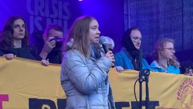Greta Thunberg Interrupted by Man at Dutch Climate March After She Invites Afghan Woman and Palestinian on Stage (Watch Video)