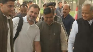 Rajasthan Assembly Elections 2023: ‘We Are Together, Congress Will Sweep Election’, Says Rahul Gandhi in Jaipur With CM Ashok Gehlot and Sachin  Pilot by His Side (watch video)