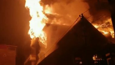 Srinagar Fire: Blaze Engulfs Three-Storey Building in Wazir Bagh, No Casualties Reported