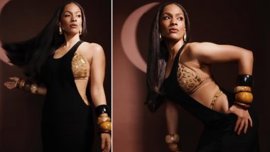 Masaba Gupta Flaunts Her Edgy yet Classy Style in a Black Cut-Out Dress Featuring a Biscuit Colour Bralette (View Pics)