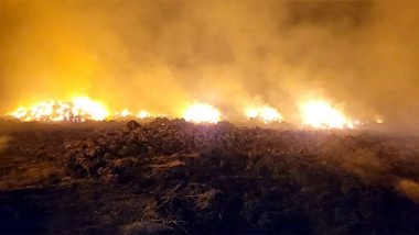 India News | Punjab: Massive Fire Engulfs Stubble Storage House in Firozpur Village