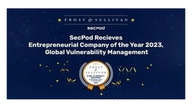 Business News | Frost and Sullivan Recognizes SecPod as Entrepreneurial Company of the Year 2023, Global Vulnerability Management