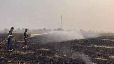 India News | Punjab: Fire Brigade, Agriculture Dept Teams Extinguish Fire Set to Stubble in Moga District
