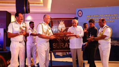 India News | Gujarat CM Unveils Crest of Indian Navy Warship 'Surat'