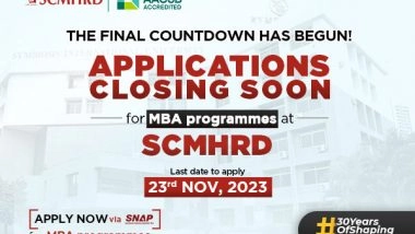 Business News | SCMHRD: Applications for the Cutting-edge MBA Programmes to Close on 23rd November 2023; Registration Via SNAP