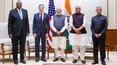 India-US Partnership Truly a Force for Global Good, Says PM Narendra Modi After Meeting Antony Blinken and Lloyd Austin (See Pics)