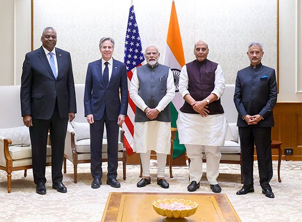 India-US Partnership Truly a Force for Global Good, Says PM Narendra Modi After Meeting Antony Blinken and Lloyd Austin (See Pics)