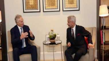 World News | EAM Jaishankar Meets UK Former PM Tony Blair, Discusses Situation in Gaza