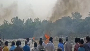 India News | Andhra Pradesh: Boat Catches Fire in Nizampatnam Harbor, Gutted