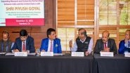 Business News | Minister Piyush Goyal Champions Academic Collaboration at Stanford: Proposes Global Solutions Through Partnership