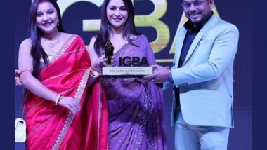 Business News | Tapas Biswas (Founder Leader Of Renatus Wellness) and Wife Angita Biswas Receive Award from Actress Madhuri Dixit at Indo Global Business Awards