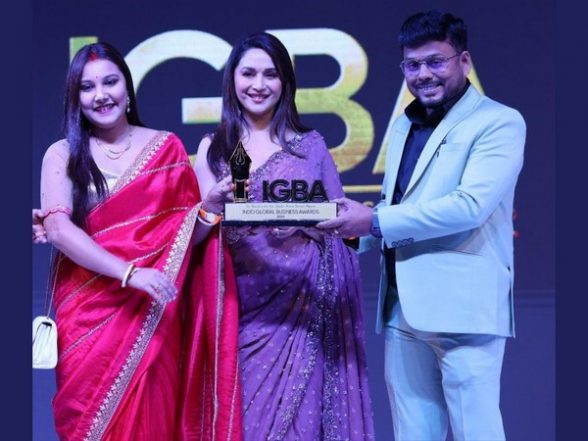 Business News | Tapas Biswas (Founder Leader Of Renatus Wellness) and Wife Angita Biswas Receive Award from Actress Madhuri Dixit at Indo Global Business Awards - Vimarsana News