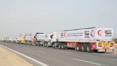 World News | UAE Aid Convoy Sets off Towards Rafah Crossing, Bound for Gaza Strip