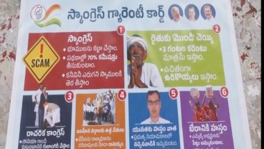 India News | BJP Puts Up Posters Mocking Congress' 'six Guarantees' Outside Gandhi Bhawan in Hyderabad