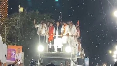 India News | Telangana Polls: Revanth Reddy Holds Roadshow with Congress Jubilee Hills Candidate Azharuddin