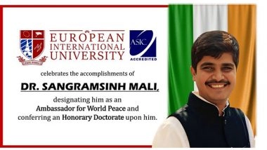 Business News | European International Event in Bangkok to Honor Global Peace Advocate Dr Sangramsinh Mali and Bollywood Royalty Shah Rukh Khan