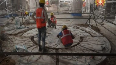 India News | Ram Janmbhoomi Trust Shares Pictures of Floor Inlay Work at Ram Temple in Ayodhya