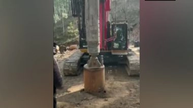 India News | Vertical Drilling of Uttarkashi Tunnel Begins to Rescue 41 Trapped Workers; Rescuers Make 17-metre Progress