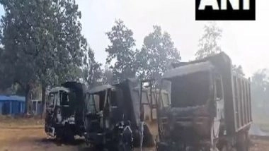 India News | Naxalites Set on Fire 14 Vehicles, Machines Engaged in Construction Work in Chhattisgarh's Dantewada