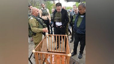 World News | Tesla CEO Elon Musk Meets Israeli PM Benjamin Netanyahu, Visits Kfar Aza Attacked by Hamas on Oct 7