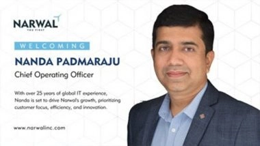 Business News | Charting Growth Horizons: Nanda Padmaraju Joins Narwal as Chief Operating Officer