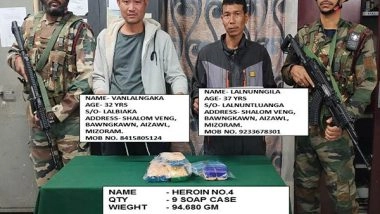 India News | Mizoram: Assam Rifles Recover Heroin Worth over Rs 47 Lakh in Aizawl; 2 Held