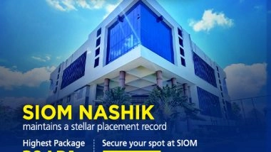 Business News | SIOM Nashik Maintains a Stellar Placement Record; the Highest Package at 30 LPA