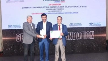 Business News | Crompton Wins the Prestigious 23rd Greentech Environment Award 2023 for Its Environmental Commitment