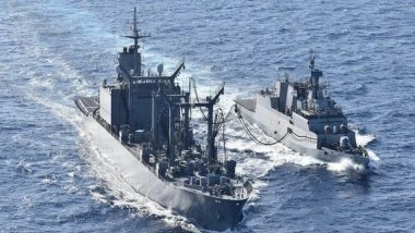 World News | INS Kadmatt Conducts Underway Replenishment with Japan's JS Towada in North Pacific