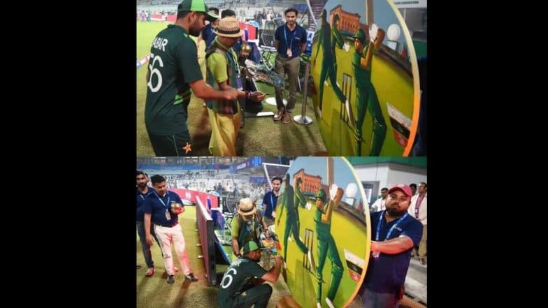 Artist Paints Babar Azam’s Picture During PAK vs BAN ICC Cricket World Cup 2023 Match, Pakistan Captain Signs It