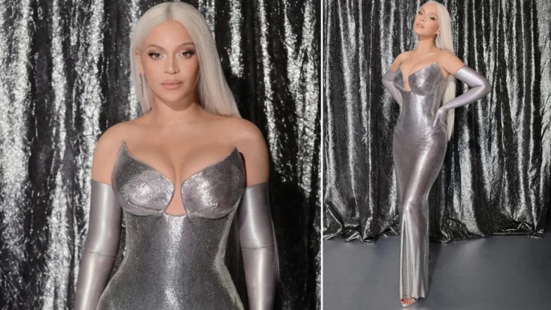 Beyoncé is a Complete Diva in Metallic Silver Gown and Hand Gloves at 'Renaissance' Film Premiere (View Pics)