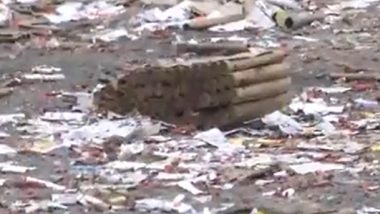 Diwali 2023: Firecracker Waste Seen at Various Places in Chennai Post Deepavali Celebrations, 554 Cases Registered in Connection With Bursting of Firecrackers (Watch Video)