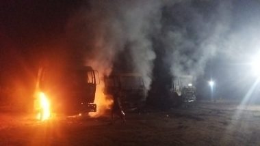 Chhattisgarh: Naxalites Torch 14 Vehicles, Machines Engaged in Construction Works in Dantewada (Watch Video)