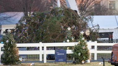 Christmas 2023: National Christmas Tree Set To Lit Up at White House by US President Joe Biden Blown Over by Strong Winds (See Pic)