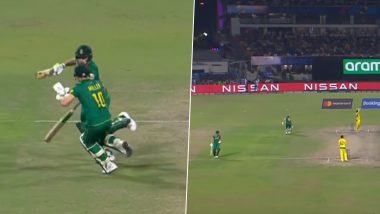 Oops! David Miller and Gerald Coetzee Comically Collide Mid-Pitch While Taking A Run During SA vs AUS ICC CWC 2023 Semifinal (Watch Video)