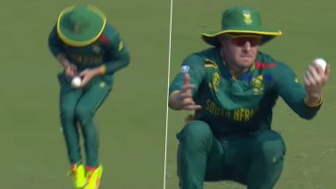 David Miller Juggles Ball Multiple Times Before Completing Catch To Dismiss Rahmat Shah During SA vs AFG ICC Cricket World Cup 2023 Match, Video Goes Viral