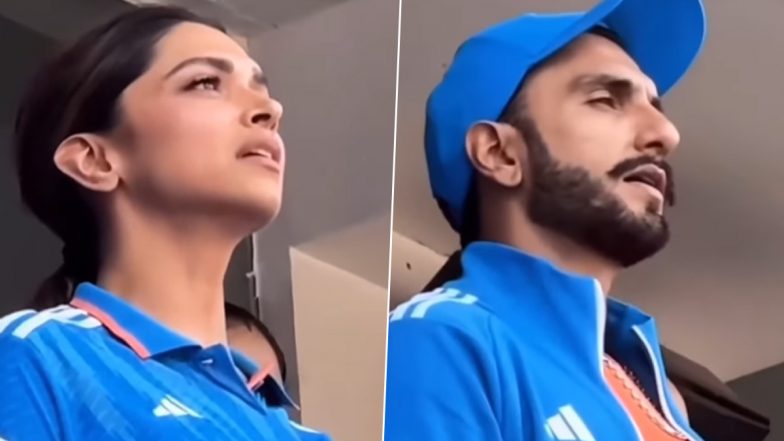 ICC Cricket World Cup 2023 Final: Ranveer Singh and Deepika Padukone Sing National Anthem With the Entire Stadium Before IND vs AUS Match (Watch Video)