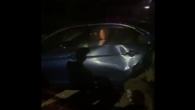 Delhi BMW Accident: Speeding Luxury Car Injures Four in Masjid Moth After Woman Driver Loses Control (Watch Video)