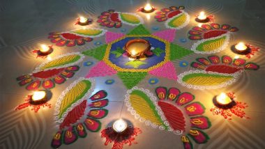 Last-Minute Diwali 2023 Rangoli Designs: Easy Rangoli Patterns With Flowers and Colourful Powders To Celebrate Deepawali (Watch Videos)