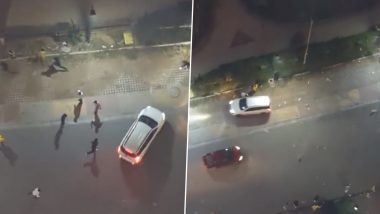 Diwali Rash Driving Video: Car Driver Tries to Run Over People Bursting Firecrackers on Road, Hits One Before Fleeing