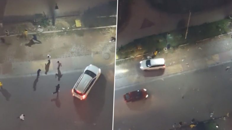 Diwali Rash Driving Video: Car Driver Tries to Run Over People Bursting Firecrackers on Road, Hits One Before Fleeing