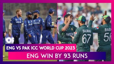 ENG vs PAK ICC World Cup 2023 Stat Highlights: England Finish Campaign With 93-Run Victory over Pakistan
