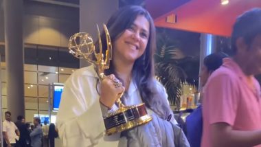 Ekta Kapoor Proudly Shows Her Emmy Award At Mumbai Airport As She Returns From NYC (Watch Video)